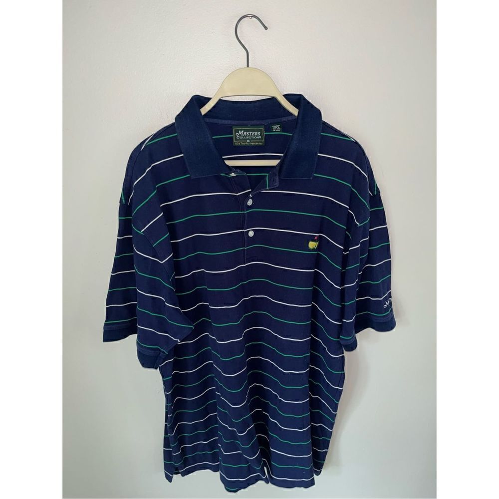 Master’s Collection Polo Blue with Green White Stripes Pima Cotton XL